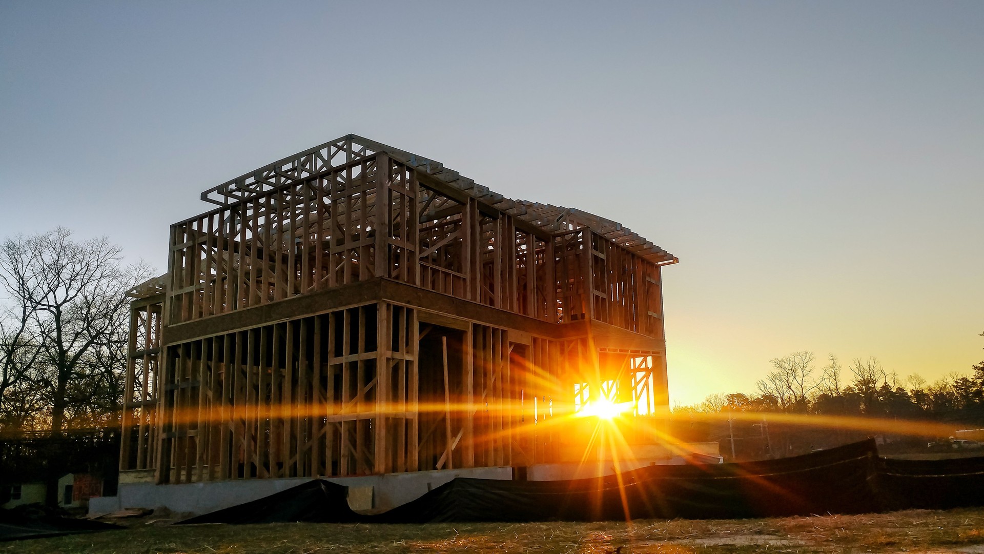 Wood Building frame at Multi-Family Housing Construction Site